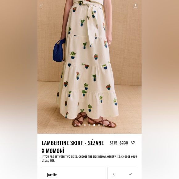 Sezane Dresses & Skirts - Sézane x Momoni US 8 Lambertine Maxi Skirt with Potted Plant Embroidery